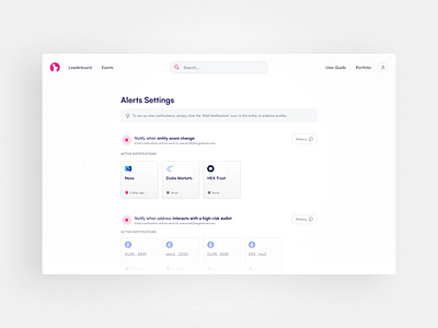 Alert Settings Interface alerts crypto notifications settings ui web3