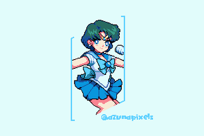 Ami Mizuno | Sailor Moon design game gamedev illustration pixel pixelart portrait retro