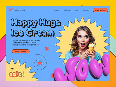 Ice cream lending page art brutalism corner design graphic design ice cream illustration landingpage neobrutalism popart ui uiux webdesign website