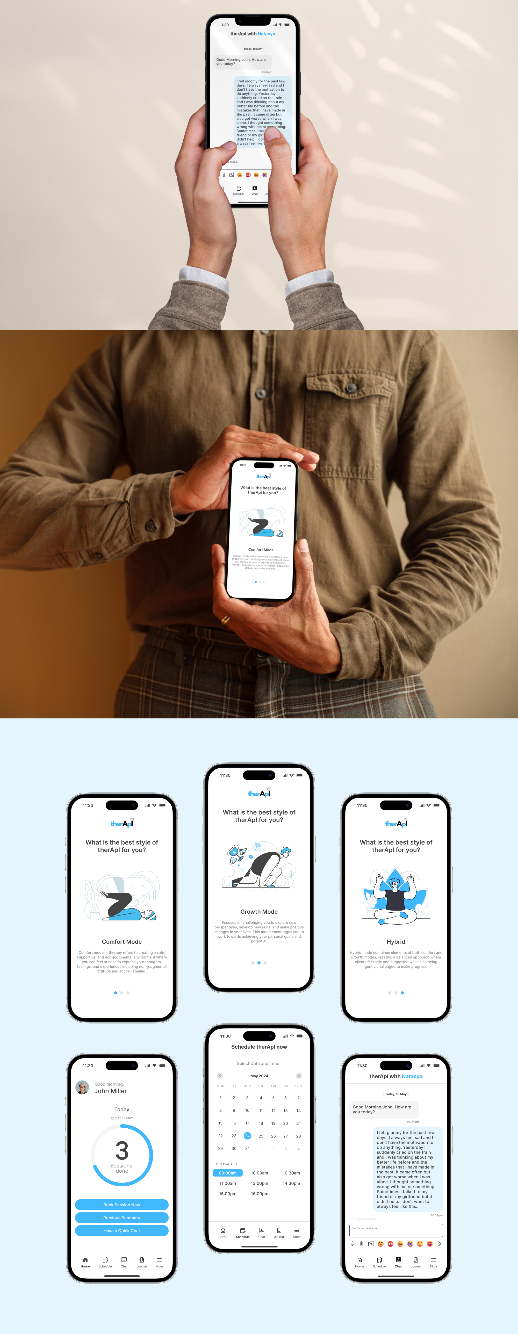 AI Therapist App ai app design avatar design illustration minimalist design people therapist app therapy app ui