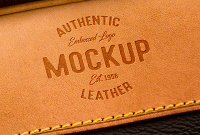 Vintage Leather Logo Mockup embossed logo mockup vintage leather logo mockup