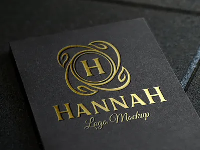 Gold Foil Logo Mockup Black Paper embossed logo mockup