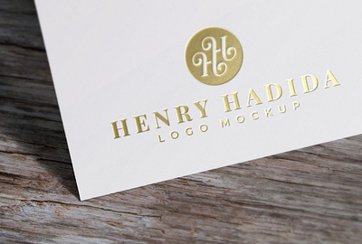 Luxury Gold Foil Logo Mockup White Paper embossed logo mockup