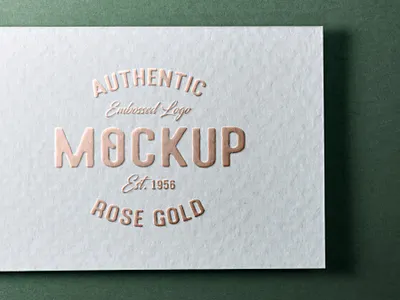 Rose Gold Foil Logo Mockup White Card embossed logo mockup