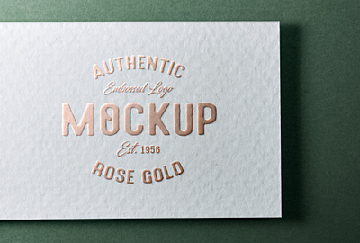 Rose Gold Foil Logo Mockup White Card embossed logo mockup
