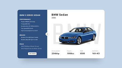 Product Details Card UI || BMW Sedan animation app branding clean design product responsive ui uxui webui