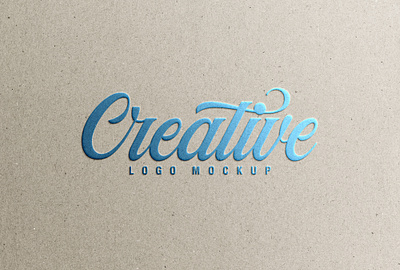 Metallic Blue Foil Logo Mockup embossed logo mockup metallic blue foil logo mockup