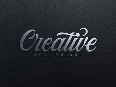 Silver Foil Logo Mockup Black Paper embossed logo mockup