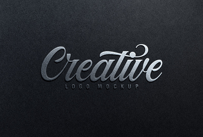 Silver Foil Logo Mockup Black Paper embossed logo mockup