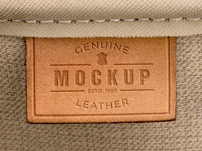Genuine Leather Label Mockup embossed logo mockup genuine leather label mockup