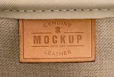 Genuine Leather Label Mockup embossed logo mockup genuine leather label mockup