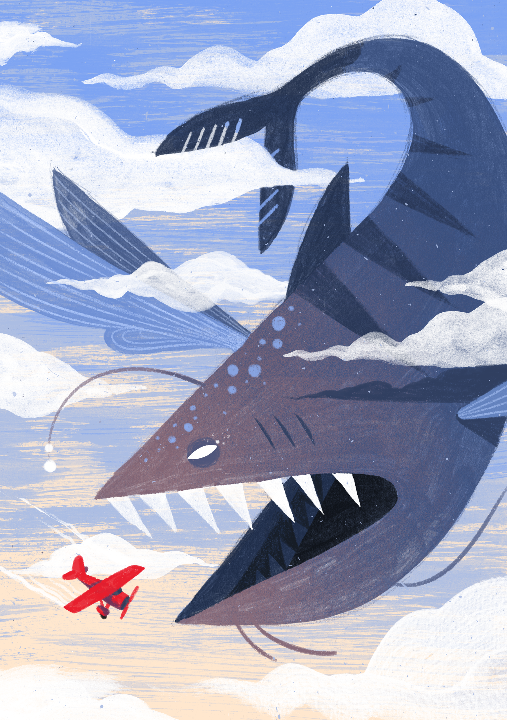 Deep sky predator art character drawing gouache illustration monster texture