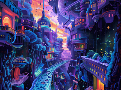 City of Magic city graphic design illustration painting