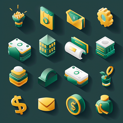 Green Financial Icon Isometric finance graphic icons
