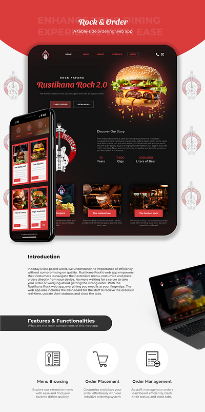 Rock & Order Web App | Case Study backend branding database database driven website figma freelancer freelancing frontend gastronomy openforwork order project restaurant thesis project ui design web app web design web development website website development