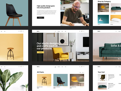 Furniture Ecommerce Concept (Web) cart chair checkout clean ecommerce figma furniture grid header home landing page minimal modern product design responsive store typography ux web web design
