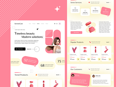 SerneCare beauty cosmetic graphic design nice pink ui web