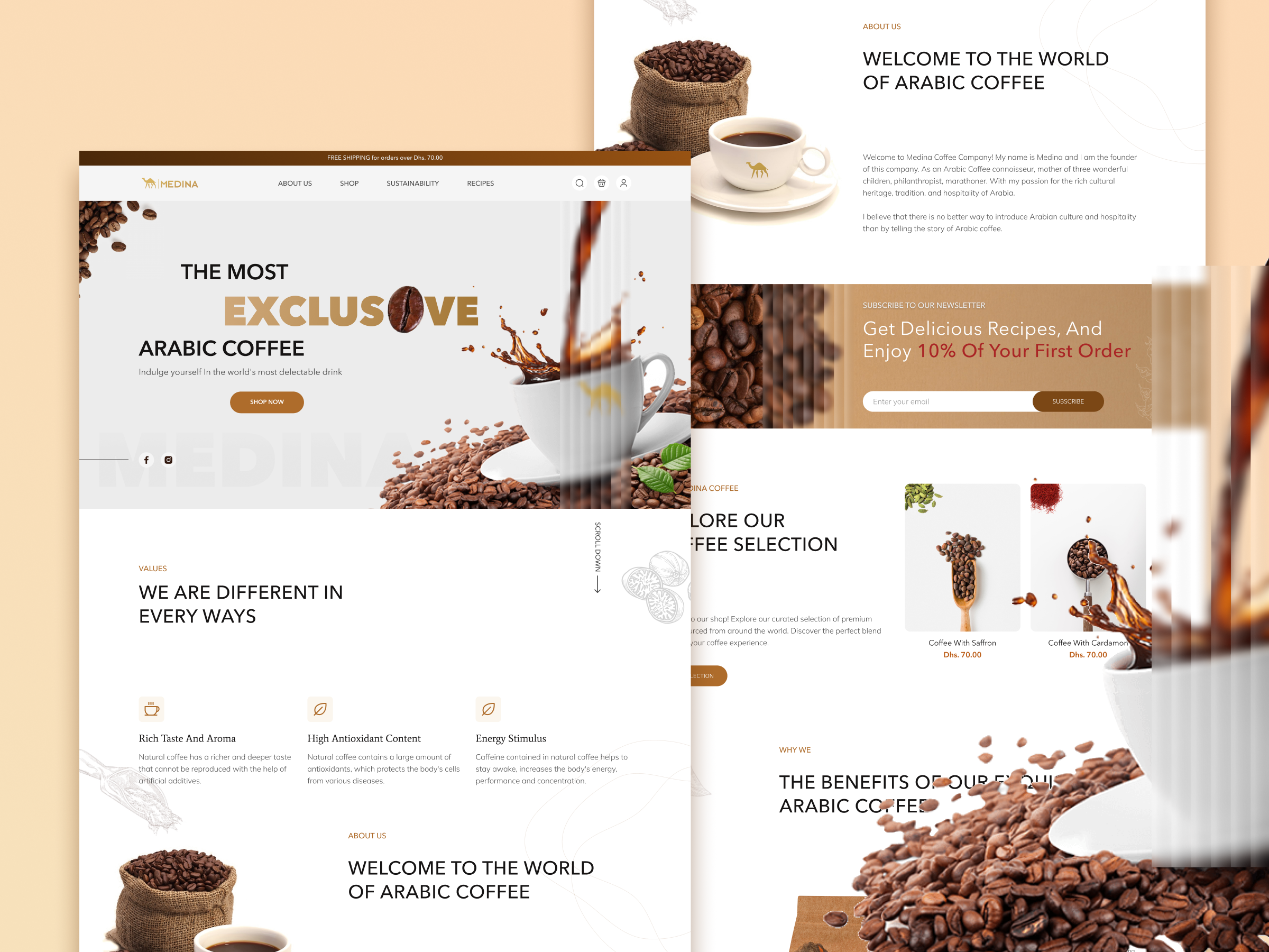 Landing page for the Medina Project branding landing page desing landinge page localbusiness uiux web desing website desing