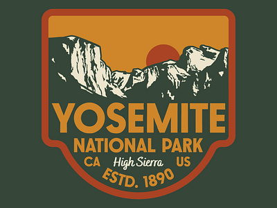 Yosemite Valley Badge badge design half dome illustration logo national park outdoors patch retro vintage wilderness yosemite yosemitenationalpark