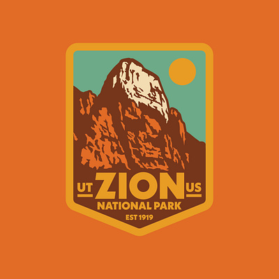 Zion National Park - Great White Throne badge design illustration logo outdoors patch retro retro badge retro logo utah vintage wilderness zion zion national park