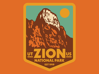 Zion National Park - Great White Throne badge design illustration logo outdoors patch retro retro badge retro logo utah vintage wilderness zion zion national park