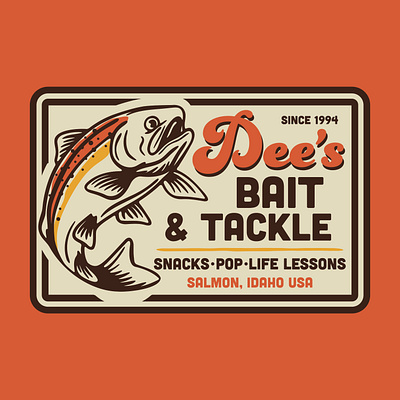 Dee's Bait Shop badge design fish fishing illustration logo outdoors patch retro vintage vintage fishing wilderness