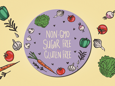NON-GMO SUGAR FREE GLUTEN FREE branding ill illustration packaging stationery design sticker sticker design
