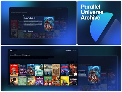 Parallel universe archive - Visual identity bento grid app baas codingjourney dashboard framer motion framermotion front end frontenddevelopment game game list game management nextjs reactjs saas supabase tailwindcss ui webapp webdevelopment