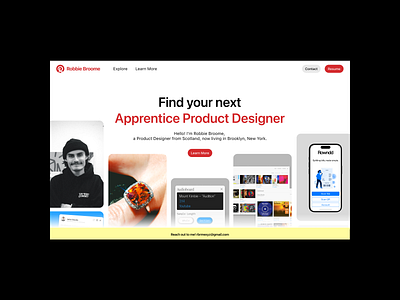 Pinterest Product Design Apprentice Application Moodboard Resume app application design job application landing page pinterest product design ui web design