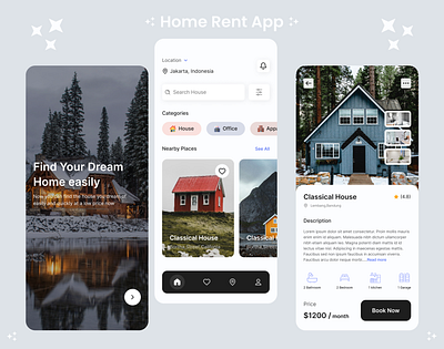 Home Rent App UI Design: app design figma prototyping ui ui design user experience ux