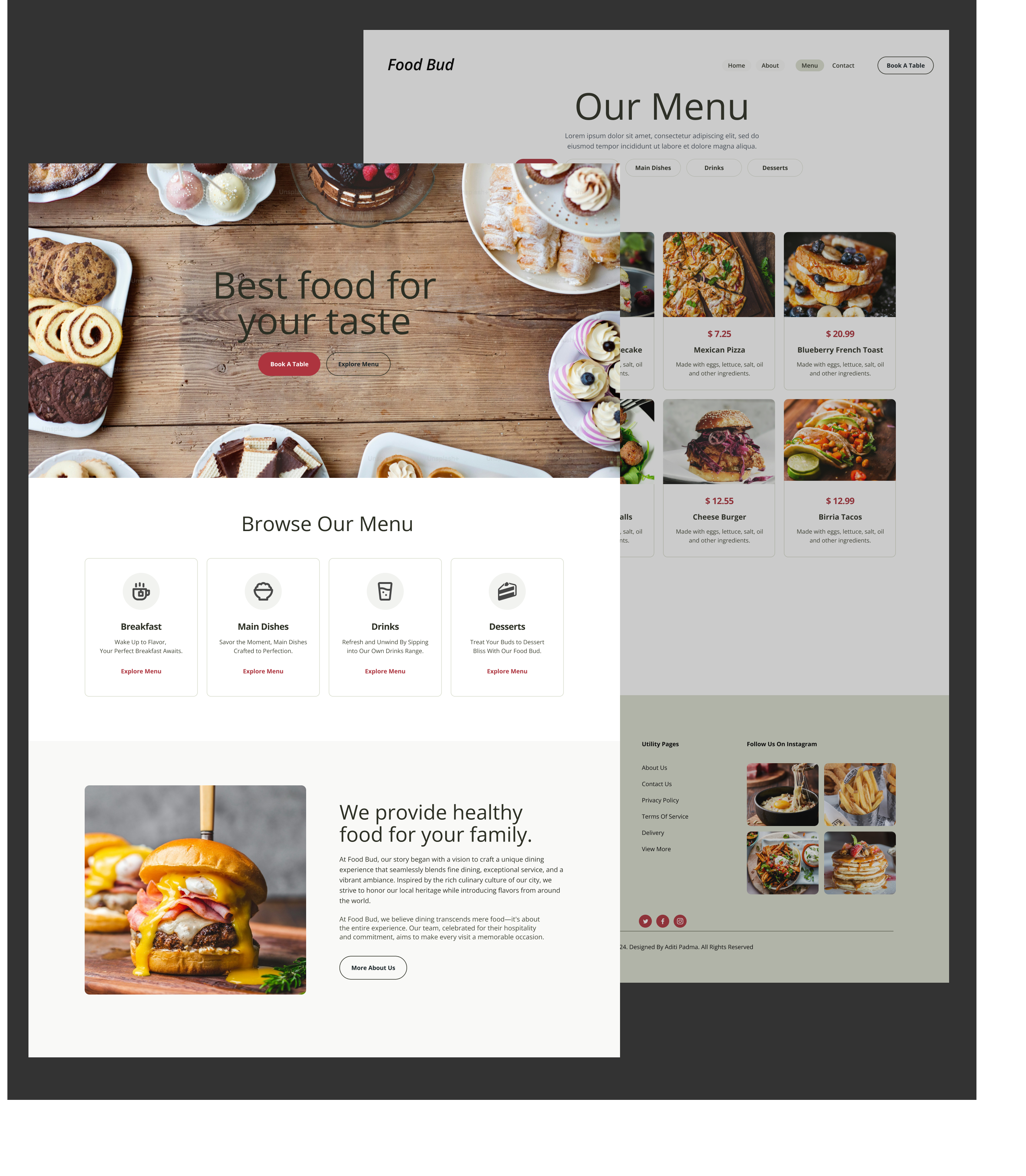 Restaurant Website UI Design branding figma saas design ui ui ux user interface web design