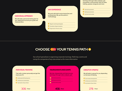 Web site for adults to learn tennis design ui ux web webdesign website