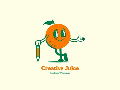 Creative Juice Mascot branding character character design flat fruit illustration juice mascot monogram orange pencil shirt design t shirt vintage