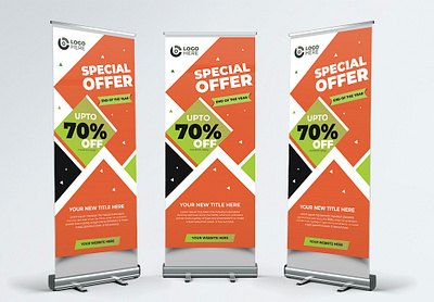 Sale roll up banner template design big special offer to 70 off print