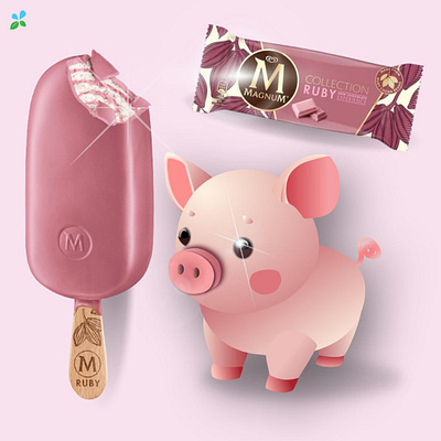 Magnum Ruby Pig digital art graphic design illustration