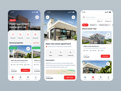 Real Estate - Mobile Version agent app app design booking branding buy design hotel house illustration listing logo mobile property real estate rent sell ui ui design ui ux