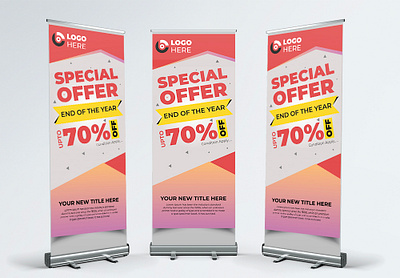 Sale roll up banner template design big special offer to 70off booklet