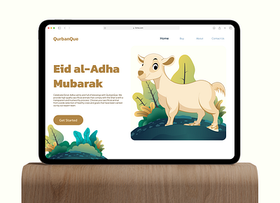 QurbanQue - Hero Section design goat herosection illustration qurban ui uidesign uiilustration uiux uiuxdesign