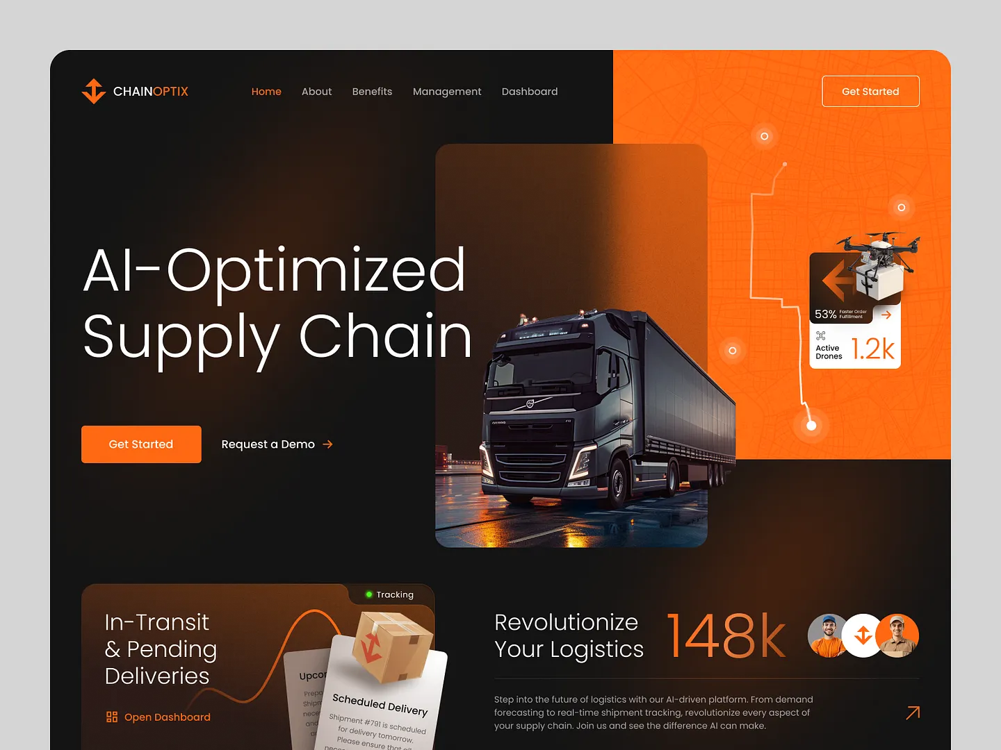 Innovative Courier Website Design for AI-Driven Logistics