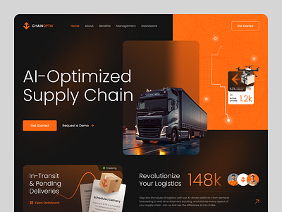 AI Delivery & Logistics - Landing Page ai cargo courier deliver delivery landing page logistics order package service shipment shipping truck webdesign website