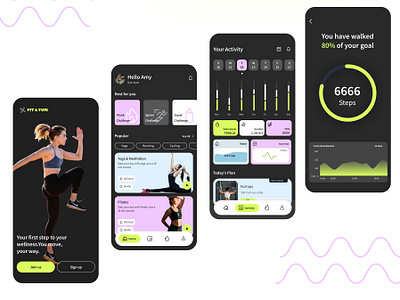 Fitness App UI/UX design app design awesome design design template dribbble figma fitness app funky mobile app design modern trending ui ui ux design ux