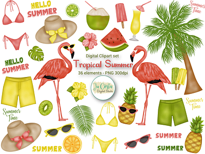 Tropical Summer Clipart clipart graphic design illustration tropical summer