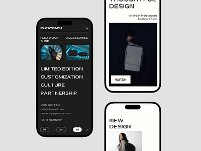 E-commerce, sale of highly functional backpacks e commerce mobile design ui ux web web desiign websitedesign