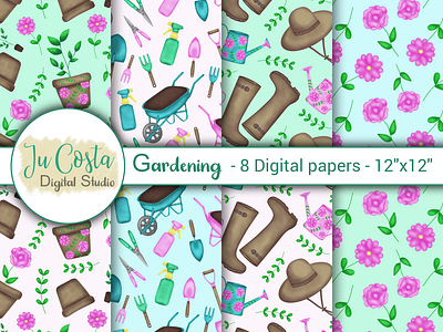 Gardening Papers gardening graphic design scrapbook paper