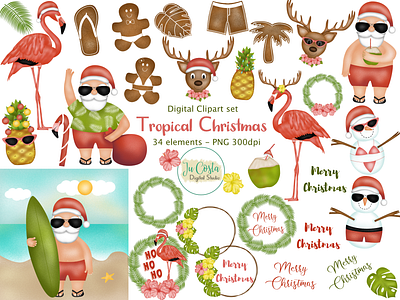 Tropical Christmas Clipart clipart graphic design