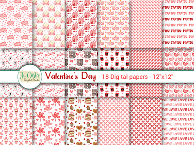 Valentine's Day Papers graphic design scrapbook paper