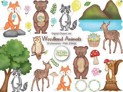 Woodland Animals Clipart clipart graphic design