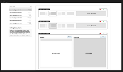 In House CMS mock-up content management ui