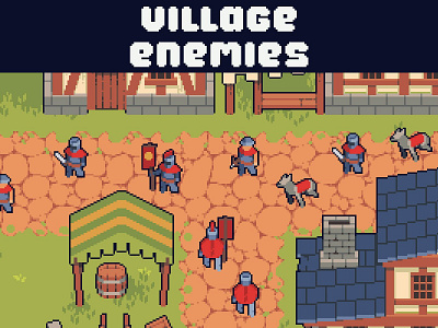 Pixel Village Enemies for Top-Down Tower Defense 2d art asset assets character enemy fantasy game game assets gamedev illustration indie indie game pixel pixelart pixelated rpg top down topdown towerdefence