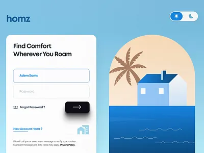 Homz Dashboard Login - Video app branding color design illustration iphone logo page ui web